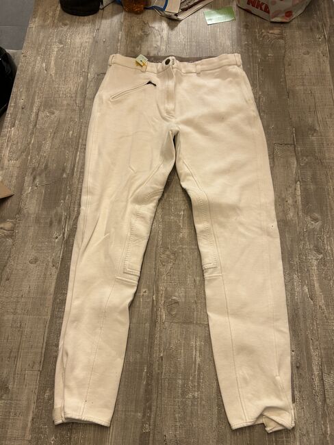 Weiße Turnierreithose Fouganza Gr.44 mit Kniebesatz, Fouganza, Lisa, Show Apparel, Frickenhausen