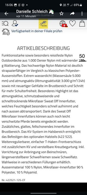 Wasserfeste Outdoordecke 145/50g, Horseland Strong-Nylon Outdoor Sweat Off Mikrofaster , Marianne Müller, Derki dla konia, Zürich , Image 3