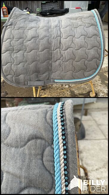 Schabracke grau Glitzer hellblau, Jessica Punk, Dressage Pads, Maisach, Image 3