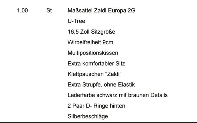 Zaldi VS Sattel, 1,5 Jahre, Zaldi Europa 2G, Kühn, Vielseitigkeitssattel (VS), Marienheide, Abbildung 2