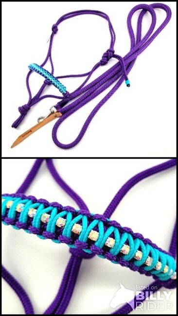 Strassknotenhalfter SHETTY mit Strick VIOLETT, Maya (Swisshorseshop), Kantary, Frauenfeld, Image 3
