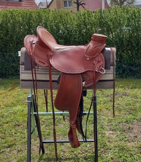 Sehr gut erhaltener Wadesattel für breite Pferde, Le Selle Italiane Ladies Wade cognac/matrone, Melissa Fellinger, Western Saddle, Ditzingen, Image 8