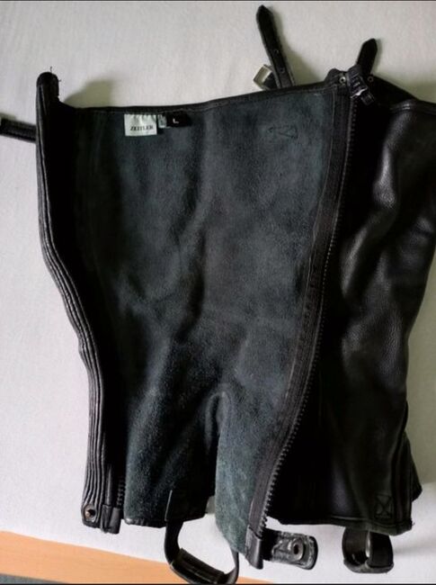 ⭐️Zeitler/Schwarze Lederchaps Sticher L⭐️, Zeitler Sticher, Familie Rose, Half Chaps, Wrestedt, Image 4